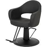 Buy-Rite Cleo Salon Styling Chair Black Vinyl Hydraulic with Footrest | Black Vinyl Upholstery, Seamless Cushion, Heavy-Duty Hydraulic Frame, Rounded Comfort Seat, Built-In Footrest