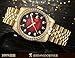 Gosasa Red Dial Synthetic Crystal Men's Gold Stainless Steel Band Automatic Mechanical Watches