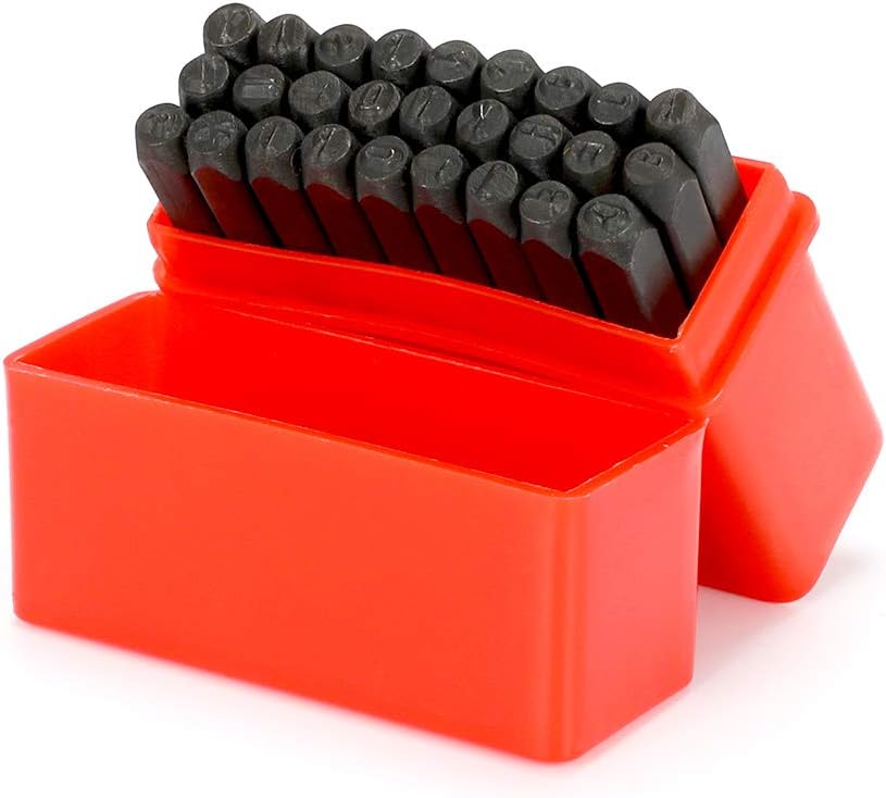 LAKAGO 27 pcs 2.5-6mm Steel Punch Alphabet Letter Stamp Set Metal Leather Tool Craft (5mm)