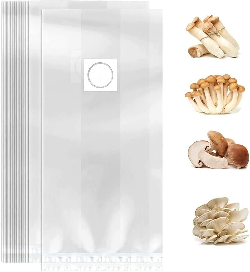 ZYLLZY 20Pcs Transparent Mushroom Grow Bags, 32x65cm, Autoclavable
