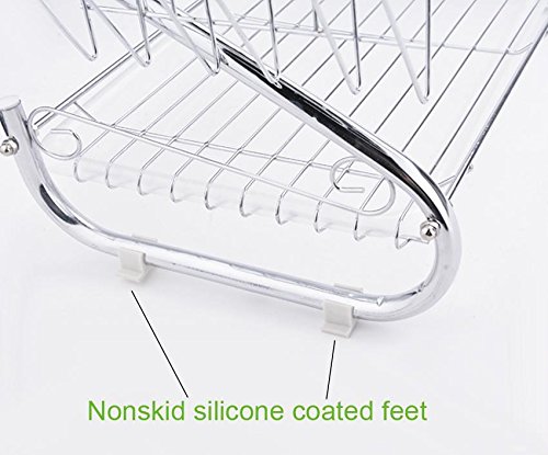 Vansop 2 Tiers Kitchen Dish Cup Drying Rack Drainer Dryer Tray Cutlery Holder Organizer(US STOCK)
