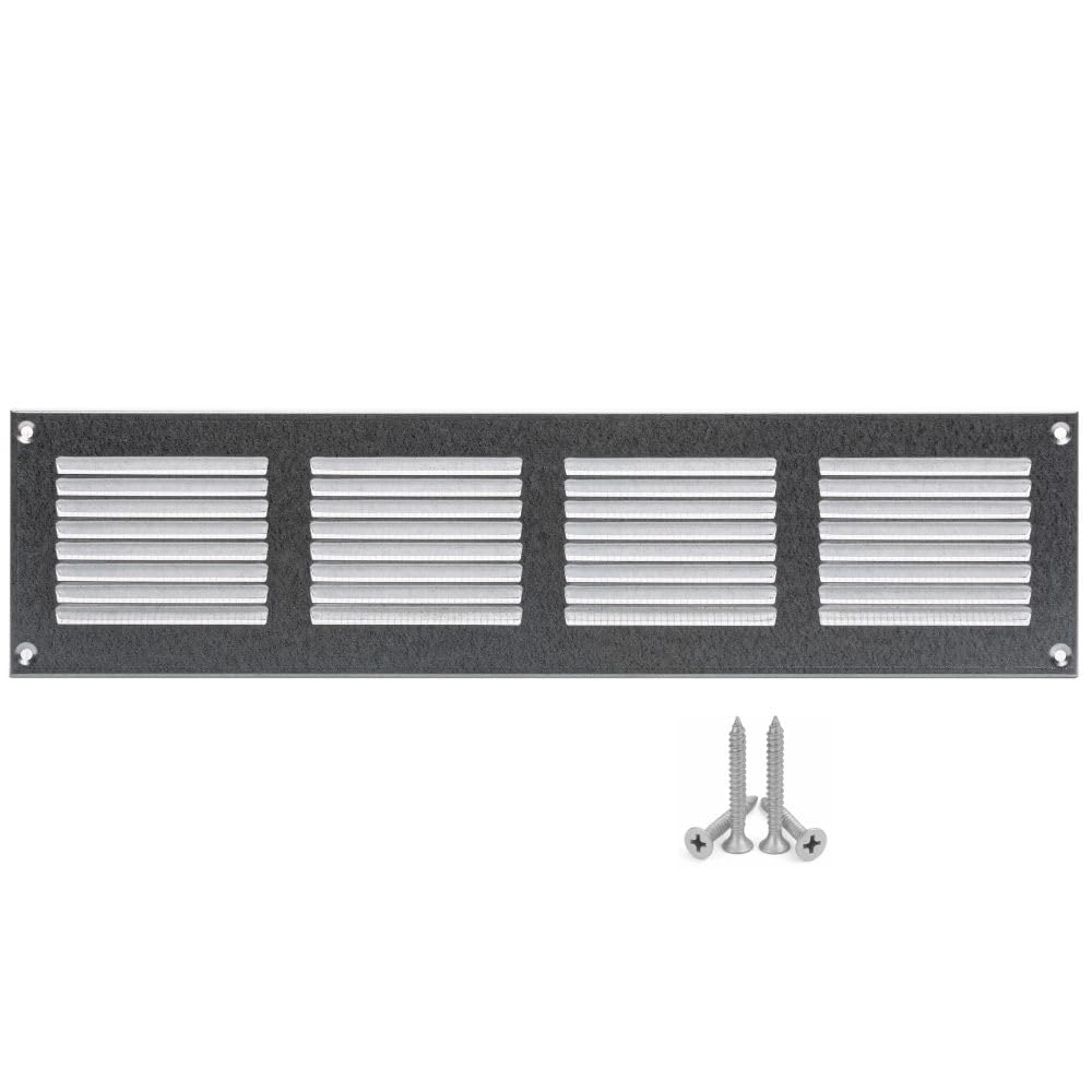 LIRAST 400x100mm Vent Cover Galvanised Steel - 16x4 inch Wall Vent Cover with Insect Mesh - Ceiling Soffit Vents - External Vent Cover - Metal Ventilation Grilles - Air Vent Covers for Walls