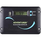Renogy 30A 12V/24V PWM Solar Charge Controller with LCD Display Flush Mount Design Negative Ground, Compatible with Sealed, Gel, Flooded and Lithium Batteries, Adventurer 30A,black