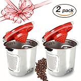 KORSREEL Premium 2-Pack Stainless Steel Reusable K Cups- Top K Cup Refillable Coffee Filter Compatible With Keurig Brewers 1.0 & 2.0  For K200, K300, K400, K500 Series  BPA-Free, Dishwasher Safe