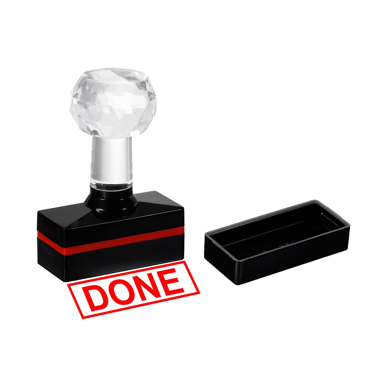 PATIKIL Done Stamp Self Inking, Red Ink Office Stamps Pre Inked Message Stamp Refillable Business Stamp, Black
