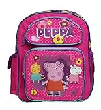 12 inches Peppa Pig Pink Backpack 3 Characters on the Front