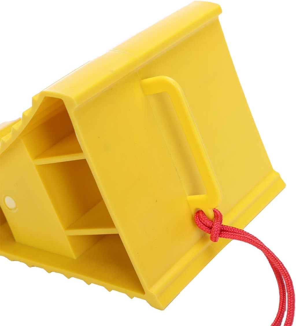 Homeon Wheels RV Camper Large Wheel Chocks with Handle and Rope for Safety-Car Chocks, Tire Chocks, Trailer Solid Heavy Duty Wheel Chocks-2 Packs.(Yellow): Automotive