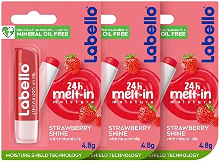 Labello Lip Balm, Moisturising Lip Care, Strawberry Shine, 4.8 Gm (Pack ...