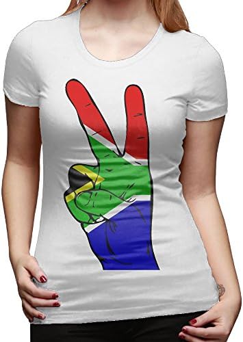 Women's Summer Fashion Peace Sign Of The South African Flag Casual Floral Print Cute Contracted Tops Short Sleeve T-Shirt