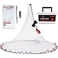 BasicGear Cast Net | Lead, 3ft-12ft Radius, 3/8 or 1/4 inch Mesh for Freshwater and Saltwater Bait Fish| Professional Grade and Upgraded Material | Throw Style