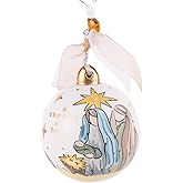 Glory Haus Gold Star Thrill of Hope Christmas Tree Ornaments - Hand-Painted Ceramic Christmas Ornaments for Tree, Nativity Ball Decorations for Home, Decorative Hanging Bulbs