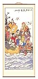 Village People At River ~ Rattan Scroll Picture Asian Art Ratan Decor Feng Shui