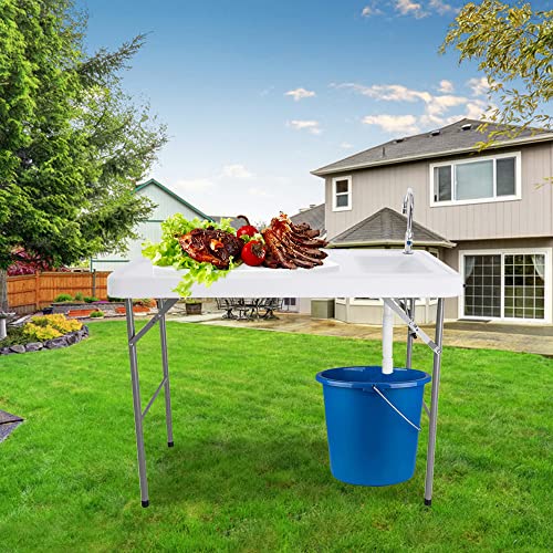 Fish Cleaning Table With Sink And Sprayer, Portable Folding Table
