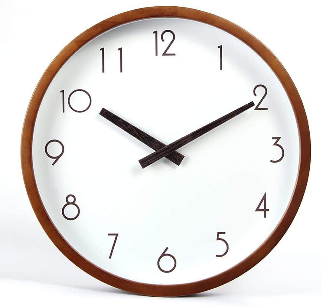 Wall Clock, Wall Clock Wood Frame Glass Cover Clock Silent