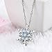 Girls Elsa Frozen Crystal Snowflake Sterling Silver Necklace Pure Blue Pendant