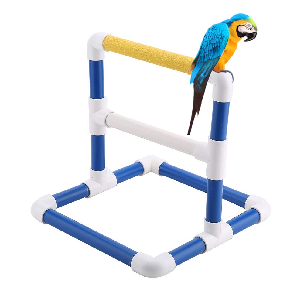 Parrot Training Stand and Bird Perch for Shower Bath, PVC Play Gym with Grinding Toy Holder, Bird Standing Platform for Pet Birds