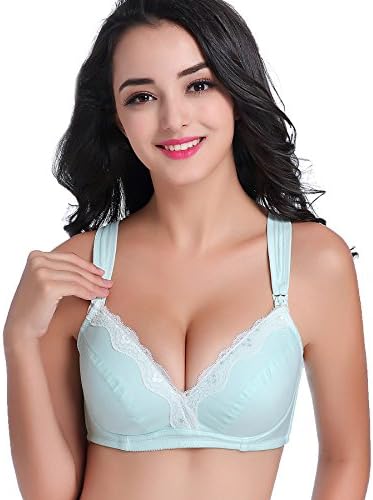 CAKYE Women's Underwire Maternity Nursing Bra (34D, Light Green)
