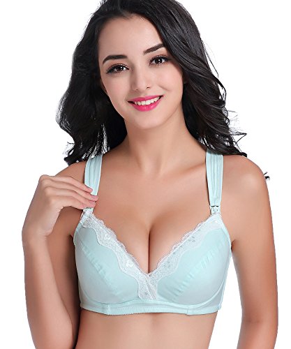 CAKYE Women's Underwire Maternity Nursing Bra 3PACK (34B, Black/Navy/Mint Green 3pcs/Pack) - Thumbnail 2