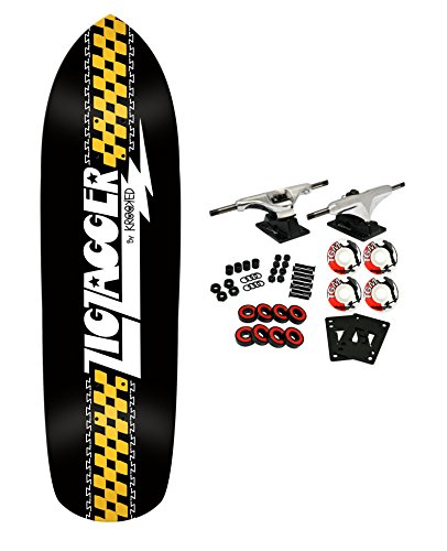Krooked Skateboard Cruiser Complete Zip Zagger Black 8.6"