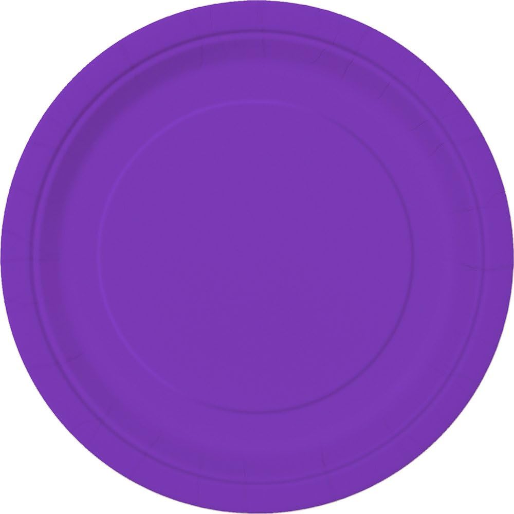 Unique Party 99164 18cm Neon Purple Party Plates, Pack of 20 Amazon