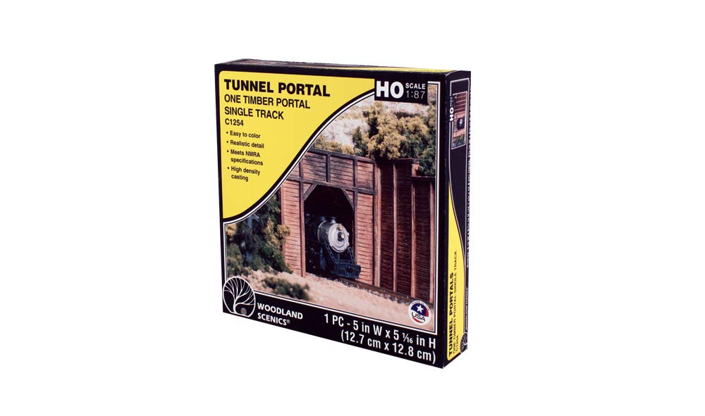 Woodland Scenics C1254 Tunnel Entrance Tunnel Portal Single Track Wooden Plank Look for Colouring Track HO H0 1:87 Timber Portal Single Track