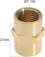 OTOTEC Brass BSP 1/4 Inch Female-Female Straight Hex Nipple Pipe Fitting Air view 4