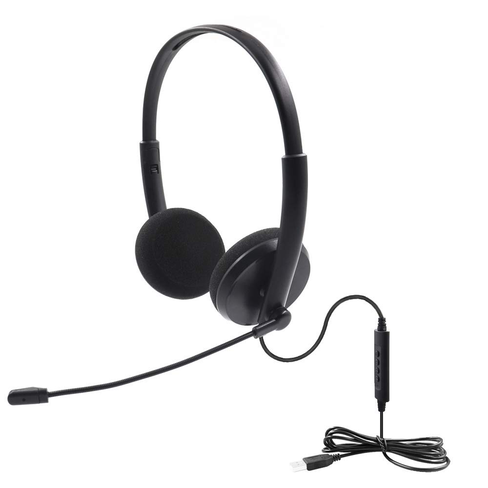 AUELEK Wired PC Headset with Microphone Noise Cancelling and Volume Control, Super Light Chat, Clear Chat, Ultra Comfort for Skype/Call Center/Office