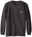 U.S. Polo Assn. Big Boys' Thermal Henley, Charcoal, 10/12