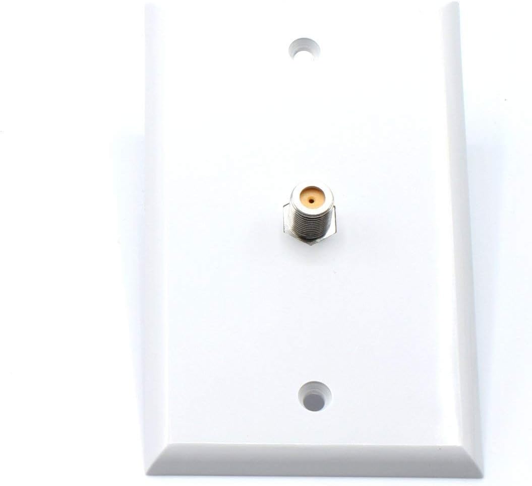 THE CIMPLE CO White Video Wall Jack for Coax Cable F Type Coaxial Wallplate (Wall