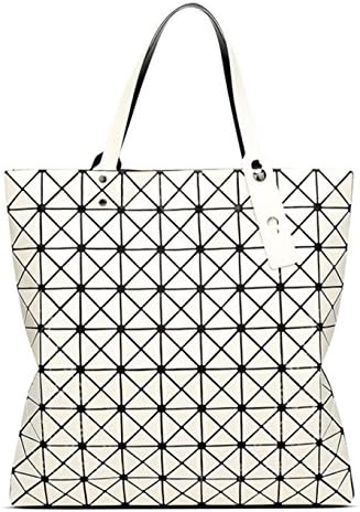 Kayers Sulliva Womens Fashion Geometric Plaid Tote Bag PU Leather Shoulder Bag Top-handle Handbags Large