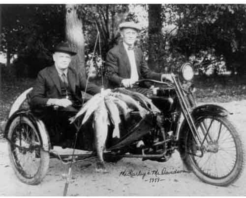 Photographs - DS Decor Photos Quality Digital Print of a Vintage Photograph - Harley and Davidson on Fishing Trip. Black & White 11''x14''