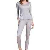 Grenasasilk Womens Silk Long Underwear Mulberry-silk Long Johns Thermal Underwear Sets Cold Weather Base Layer
