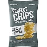 Ips Protein Chips Sea Salt &amp; Black Pepper Flavor – ½ the Fat of Fried Crisps – Baked Delicious Healthy Gluten-Free, Non-GMO Energy Snack for Kids/Fitness/Diet – 3 oz Bags, 6 Count (Packaging may vary)