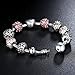 Presentski Love Charm Bracelet for Women and Girls with Pink CZ, Heart, Amour, Amor, Flower, and Butterfly