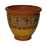 Flower Pot Moroccan Spanish Garden Drain Hole Ceramic Planter Handmade Yellow