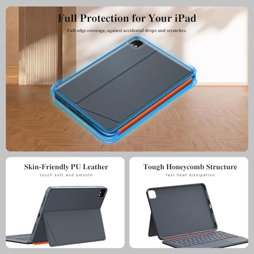 iPad Pro 13-inch Case with Keyboard (M5 2025, M4 2024), Magnetic Detachable Backlit, Multi-Touch Touch Panel, Horizontal/Vertical, 160° Adjustable Stand, Slim Protective Case (Grey)