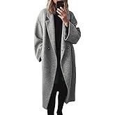chouyatou Women's Winter Double Breasted Wool Coat Long Sleeve Notch Lapel Long Trench Coat