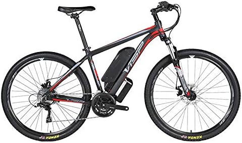 HJHJ Electric mountain bike, 36V10AH lithium battery hybrid bicycle, (26-29 inches) bicycle snowmobile 24 speed gear mechanical line pull disc brake three working modes,Red,29 * 15.5in