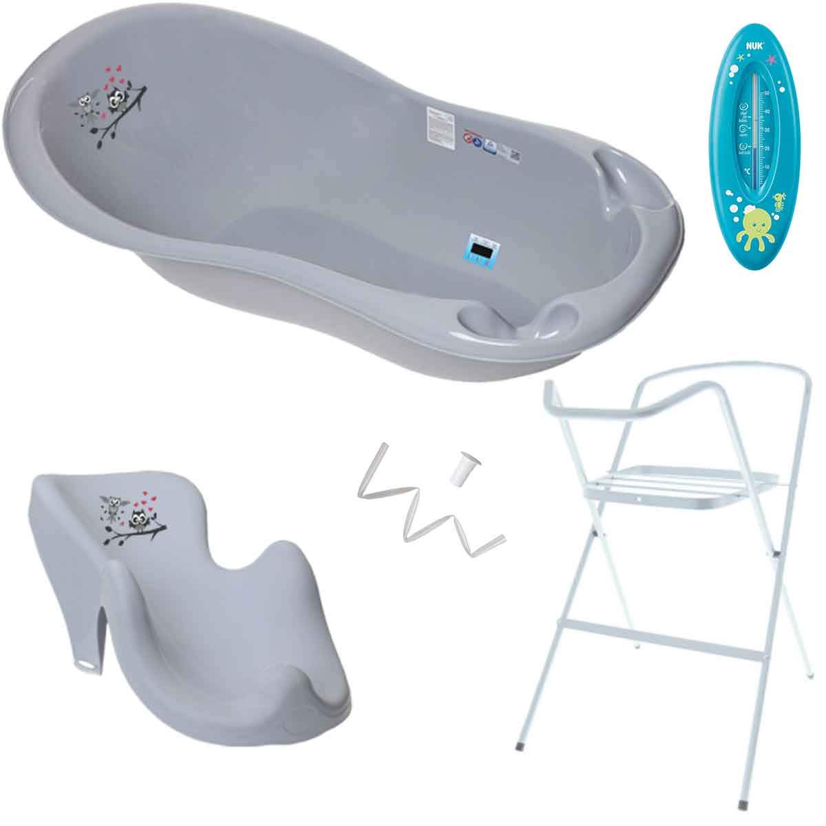 Baby Badewanne mit Gestell und Badewannensitz - Verschiedene Sets für Neugeborene mit Babybadewannen + Ständer +Abfluss + Badewannensitz - Babywanne mit Ständer
