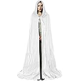 JPXH Unisex Adult Black Witch Cape Full Length Hooded Robe Cloak Halloween Dress Up Parties