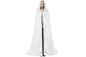 JPXH Unisex Adult Black Witch Cape Full Length Hooded Robe Cloak Halloween Dress Up Parties