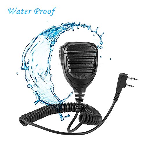Shoulder Mic Waterproof Handheld Speaking Microphone 2 Pin Radio Mic with PTT for Sanzuco,Baofung Kenwood TYT HYT 2 Way Radio Retevis, Walkie Talkie Speaker Mic (1 Pack)