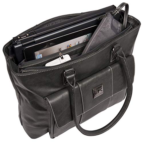 Kenneth Cole Reaction Women's Casual Fling Pebbled Faux Leather 16" Laptop Business Travel Tote, Black, Top Zip 3 Kenneth Cole Reaction Women's Casual Fling Pebbled Faux Leather 16" Laptop Business Travel Tote, Black, Top Zip