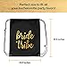 Pop Fizz Designs | Bride & Bride Tribe Drawstring Bags (7 Pack) | Bags for Bachelorette Party | Black