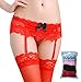 Adulove Garter Belt, Women's 4-Pack Suspender Belt Set with Straps and Clips for Stockings