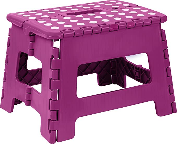 Utopia Home Folding Step Stool 9 Inch, Portable Anti Slip Surface for Kids and Adults, Heavy Duty Folding Stool with Carrying Handle, 300 lbs Load Capacity, Pack of 1, Purple