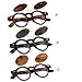 Voberry® Fashion Steampunk Design Costume Round Glass Flip up Clear Lens Golden Frame Brown Sunglasses Glasses Eyewear Lens (A)