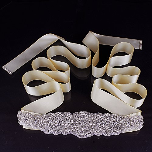 Azaleas Women's Crystal Bridal Sash Belts Wedding Belt Sashes for Wedding Ivory One Size - Thumbnail 2