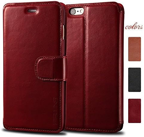 iPhone 7 Leather Case, ACLUXS Wallet Case [ GENUINE LEATHER of COWHIDE] for Apple Smartphone Phone 7 4.7" Stand Carrying Style Handmade(Wine Red)