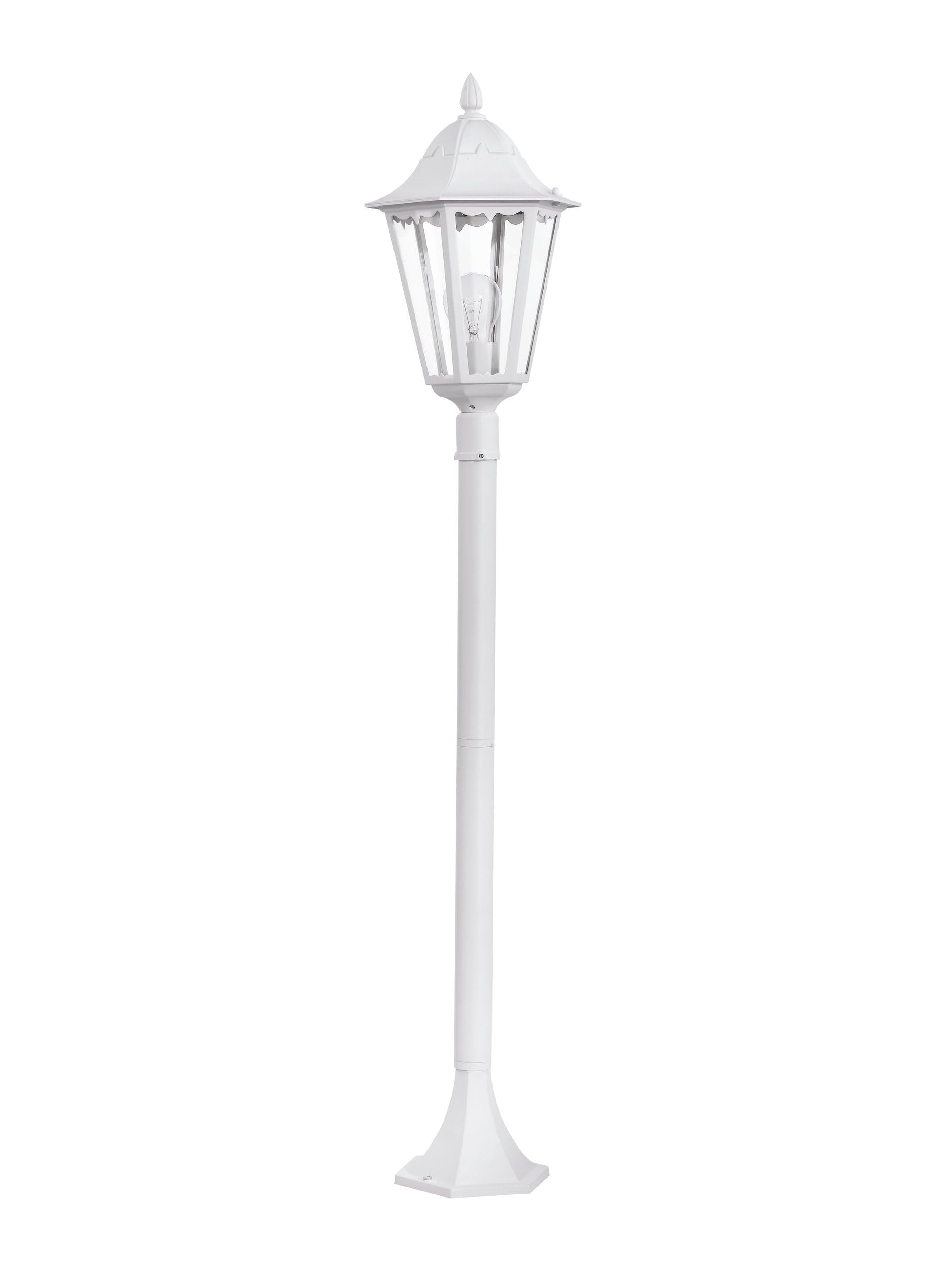 Eglo Navedo Outdoor Lamppost, Victorian Style Lighting, White Cast Aluminium and Glass Electric Garden and Driveway Light, Lantern, E27 Socket, 47 inches, IP44